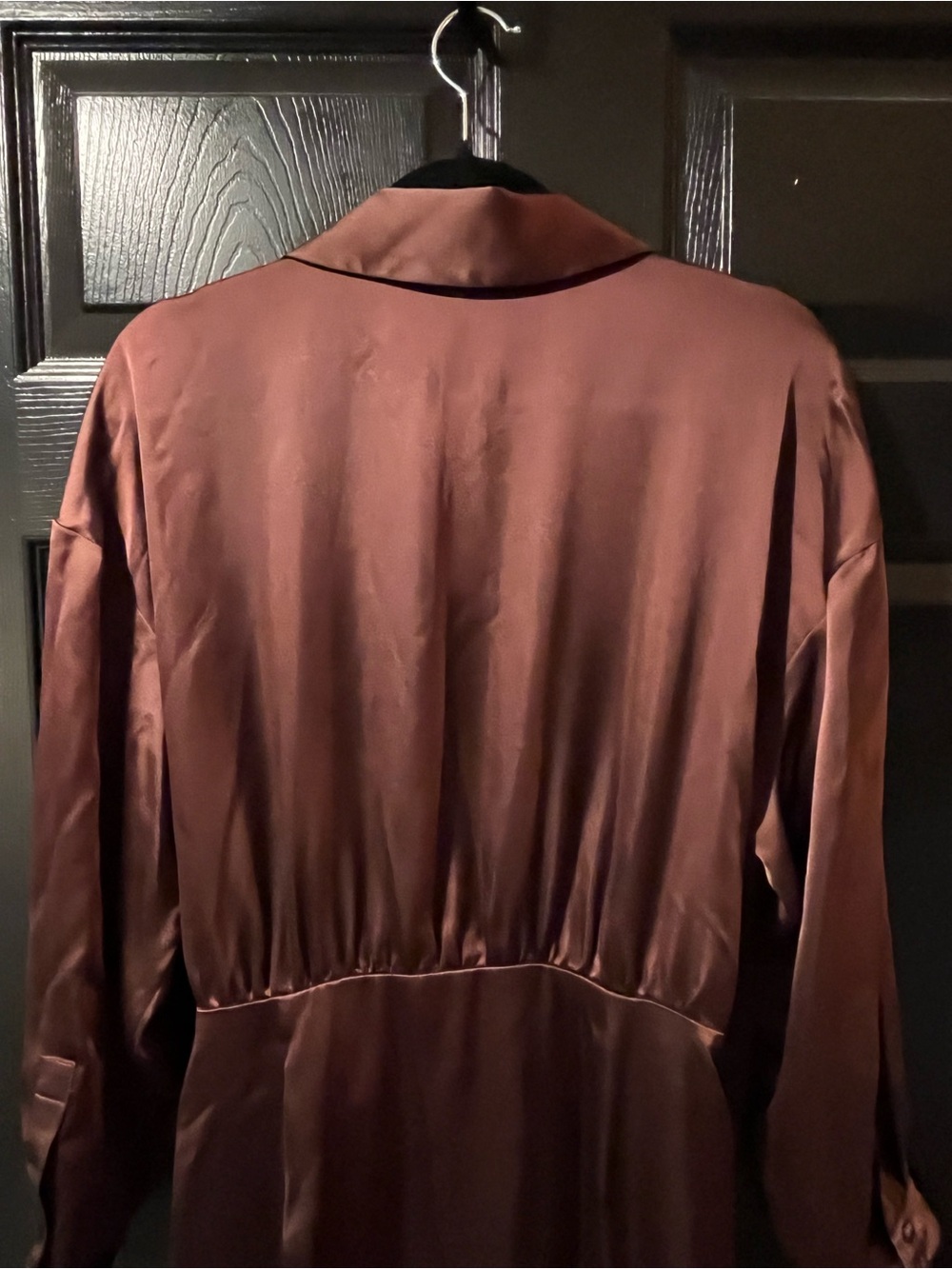 NWT Zara Satin Wrap Midi Dress in Chocolate Brown - Picture 8 of 12